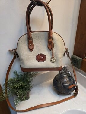 Dooney & Bourke Vintage "Norfolk" Pebble Leather All Weather Bone Satchel